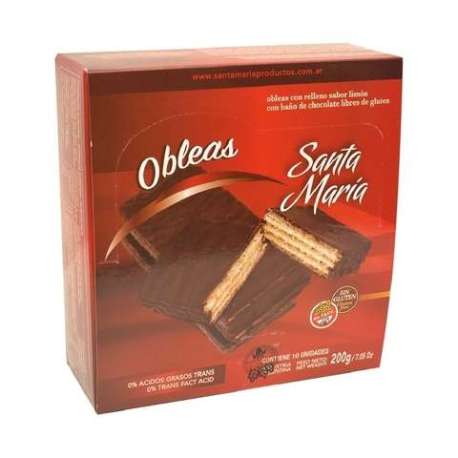 OBLEAS SABOR LIMON BAÑADAS EN CHOCOLATE SANTA MARIA