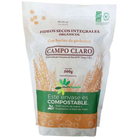 FIDEOS SECOS INTEGRAL DE GARBANZO X 500 GR CAMPO CLARO