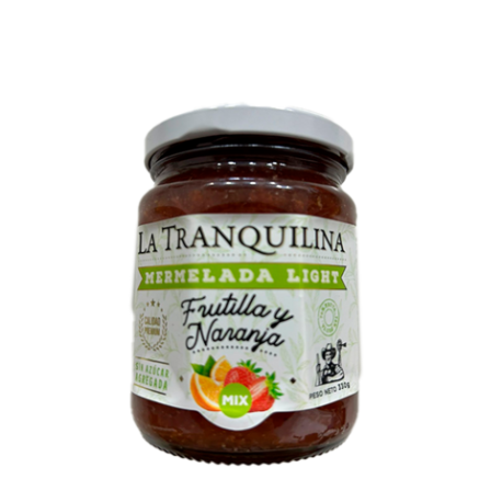 MERMELADA DE FRUTILLA Y NARANJA LIGHT X 330 GRS LA TRANQUILINA