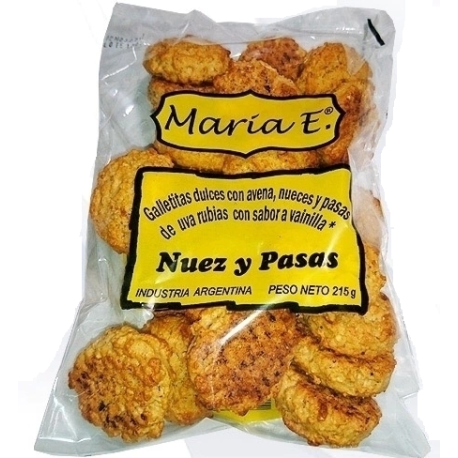 GALLETITAS NUEZ Y PASAS CON AZUCAR X 215 GR MARIA E