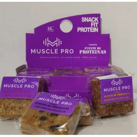 TURRON PROTEICO SABOR AVELLANAS X 12 UNI. MUSCLE PRO