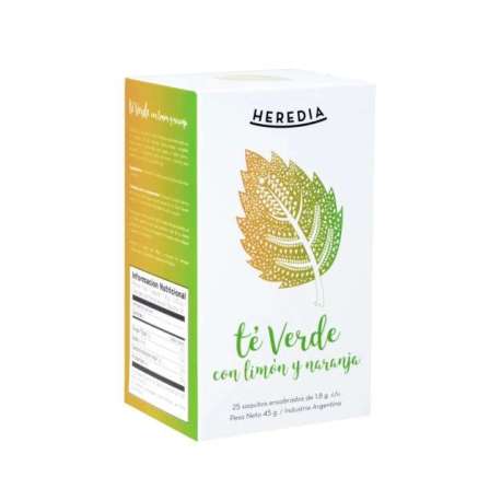 TE VERDE C/LIMON Y NARANJA X 25 SAQ. HEREDIA
