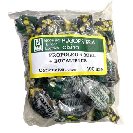 CARAMELOS DE PROPOLEO + MIEL + EUCALIPTUS X 100 GR. HERBORISTERA ALSINA