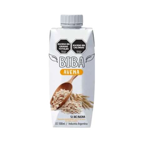 LECHE DE AVENA SIN AZUCAR AGREGADA X 500 ML. BIBA