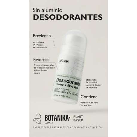 Desodorante Roll On Sin Aluminio Con Pepino + Aloe Vera X 60 ML NATIER