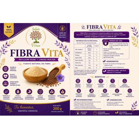 FIBRA VITA PSYLLIUM + LINO X 200 GRS. SALUTIS VITAE.