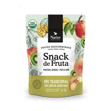 SNACK DE FRUTA TRADICIONAL SIN AZUCAR X 85 GR. NATIER.